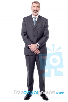 Full Length Of Happy Senior Businessman Stock Photo