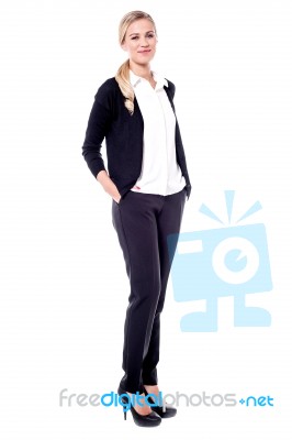 Full Length Portait Of Business Woman Stock Photo