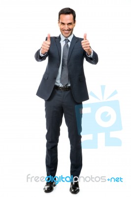 Full Length Portrait Of A Businessman Smiling Stock Photo