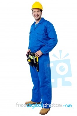 Full Length Portrait Of A Civil Engineer Stock Photo