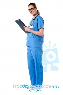 Full Length Portrait Of A Lady Doctor Stock Photo