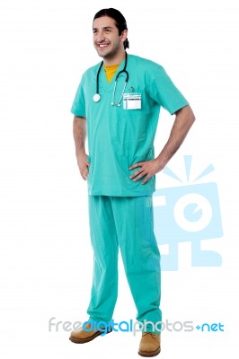 Full Length Portrait Of A Young Doctor Stock Photo