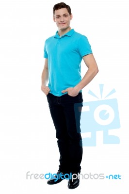 Full Length Portrait Of Casual Young Man Stock Photo