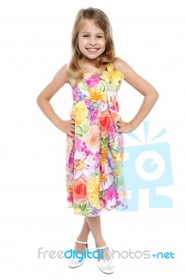 Full Length Portrait Of Stylish Young Girl Stock Photo