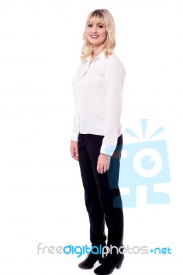 Full Length Portrait Of Young Business Executive Stock Photo