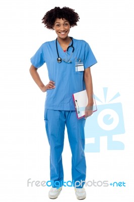 Full Length Portrait Of Young Medical Professional Stock Photo