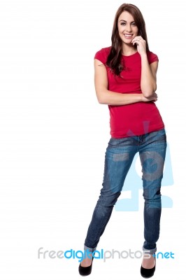 Full Length Pose Of Woman In Casual Stock Photo