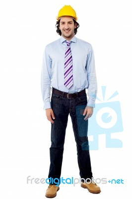 Full Length Shot Of A Handsome Male Builder Stock Photo