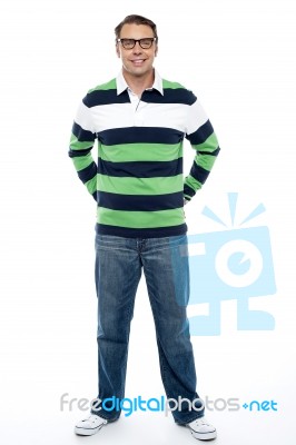 Full Length Shot Of Handsome Casual Male Model Stock Photo