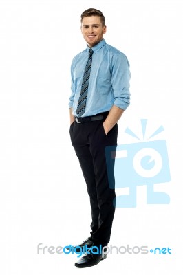 Full Length View Of A Business Executive Stock Photo