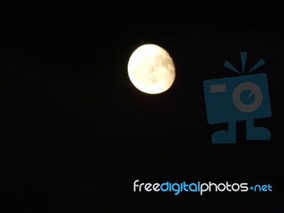 Full Moon At Night In The City Shining Bright  Stock Photo