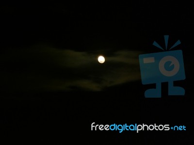 Full Moon At Night In The City Shining Bright  Stock Photo