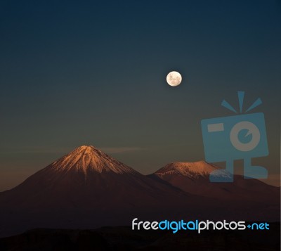 Full-moon In The Moon Valley. Atacama Desert Of Chile Stock Photo