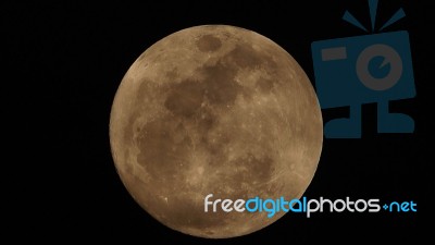 Full Moon On The Dark Night Stock Photo