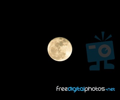 Full Moon On The Dark Night Stock Photo