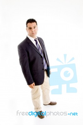 Full Pose Of Handsome Businessman Stock Photo