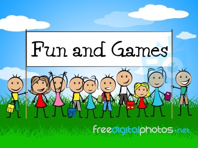 Fun And Games Indicates Gamer Recreational And Recreation Stock Image