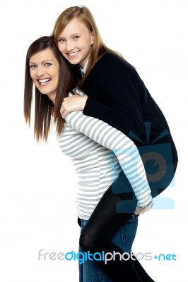 Fun Loving Duo Of Mother And Daughter Stock Photo