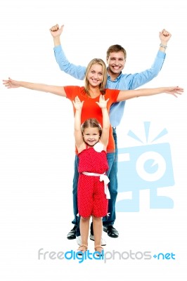 Fun Loving Family. Full Length Portrait Stock Photo