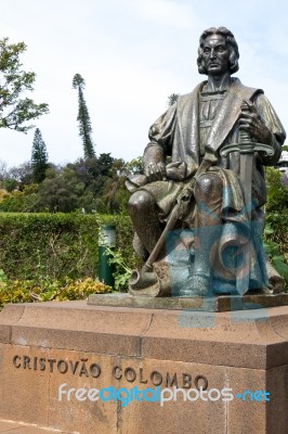 Funchal, Madeira/portugal - April 13 : Statue Of Christovao Colo… Stock Photo