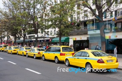 Funchal, Madeira/portugal - April 13 : Taxi Rank In Funchal Made… Stock Photo