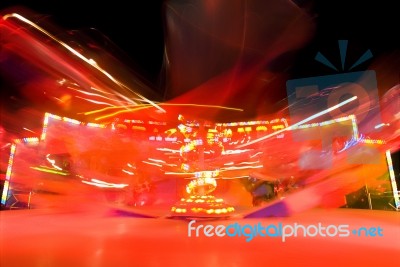 Funfair Ride With Neon Light Stock Image