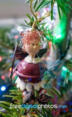 Funky Angel On A Christmas Tree Stock Photo