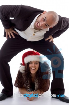 Funky Pose Of Young Couple Stock Photo