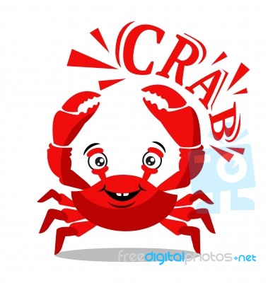 Funny Red Crab Cartoon With Text For Food Flavor Concept Stock Image