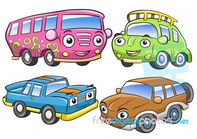 Funny Vehicles. Cartoon And  Isolated Characters Stock Image