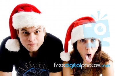 Funny Young Christmas Couple Stock Photo