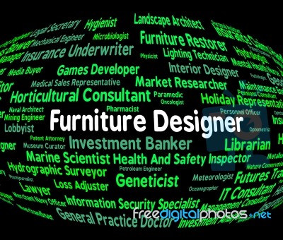 Furniture Designer Indicates Designers Furnitures And Employment… Stock Image