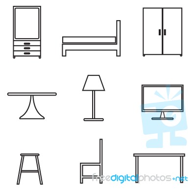 Furniture Icons Set Stock Image