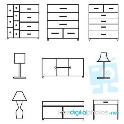 Furniture Icons Set Stock Image