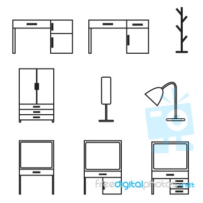 Furniture Icons Set Stock Image