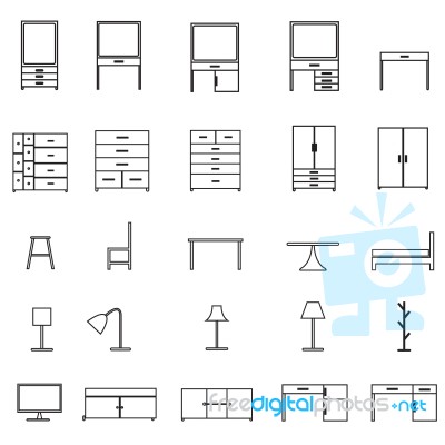 Furniture Icons Set Stock Image