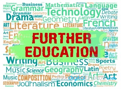 Further Education Represents Educating University And Learning Stock Image