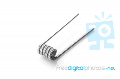 Fused Clapton Coil For Vaping On A White Background Stock Photo