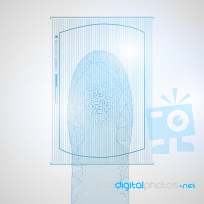 Futuristic Digital Processing Of Biometric Fingerprint Scanner Stock Image