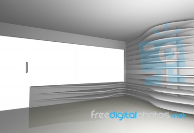 Futuristic Interior With White Curve Shelfs Stock Image