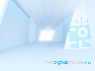 Futuristic With Abstract Wall Spacious Interior Stock Image