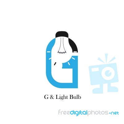 G-letter/alphabet Icon And Light Bulb Abstract Logo Design Stock Image