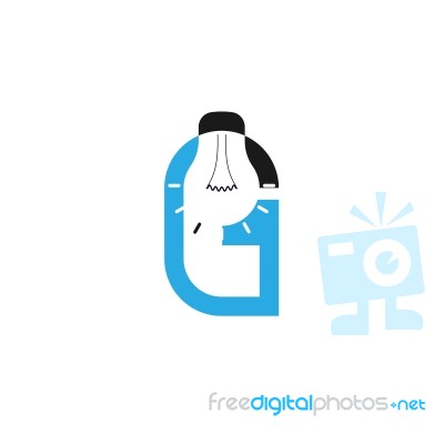 G-letter/alphabet Icon And Light Bulb Abstract Logo Design Template Stock Image