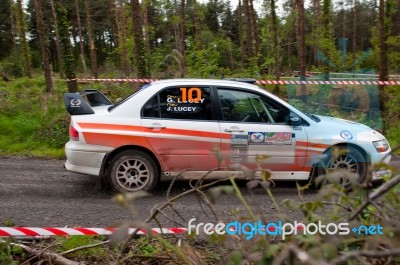 G. Lucey Driving Mitsubishi Evo Stock Photo