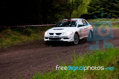 G. Lucey Driving Mitsubishi Evo Stock Photo