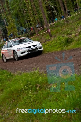 G. Lucey Driving Mitsubishi Evo Stock Photo