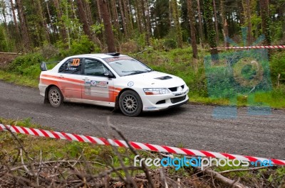 G. Lucey Driving Mitsubishi Evo Stock Photo