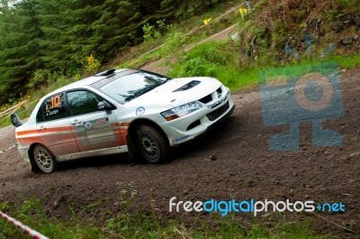 G. Lucey Driving Mitsubishi Evo Stock Photo