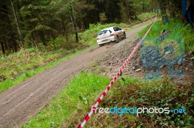 G. Lucey Driving Mitsubishi Evo Stock Photo