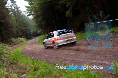 G. Lucey Driving Mitsubishi Evo Stock Photo